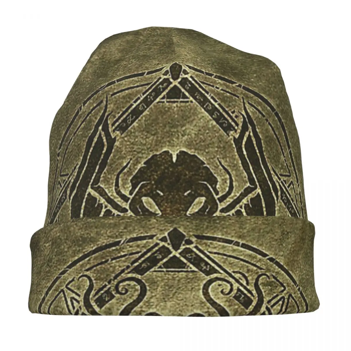 Cthulhu Design Old Leather Bonnet Hats Outdoor Skullies Beanies Hats Eldritch Horror Dark Elder God Tentacles Warm Head Wrap Cap