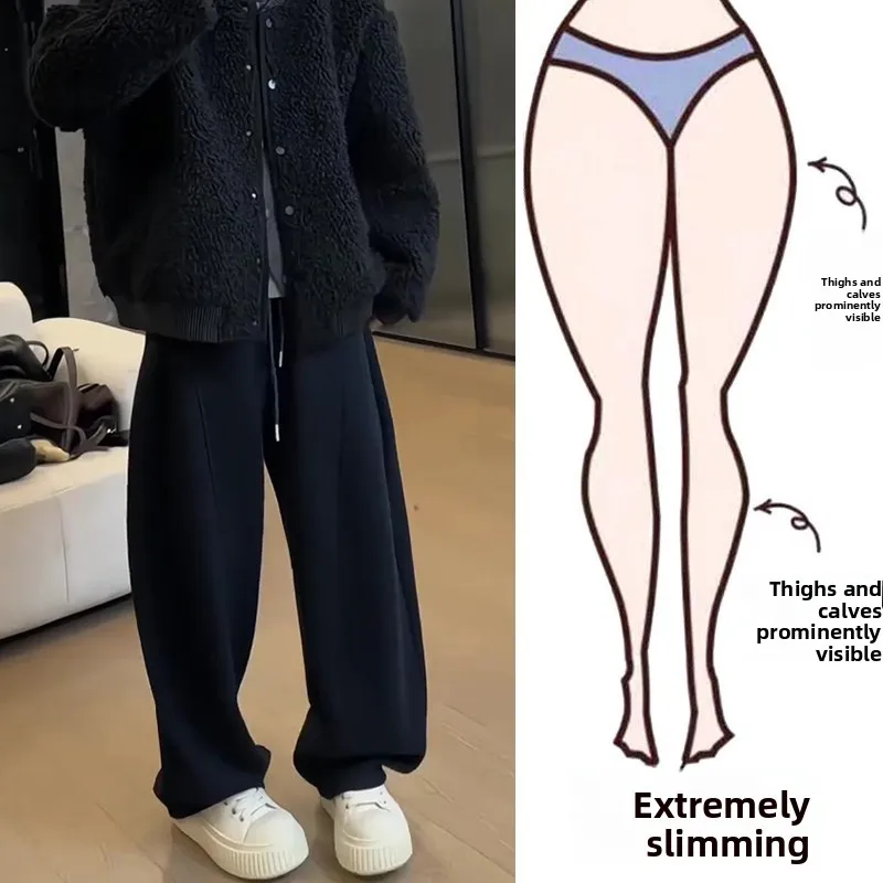 

Женские повседневные широкие брюки больших размеров (до 200 фунтов), свободные, стройнящие, универсальные, осенняя новинка