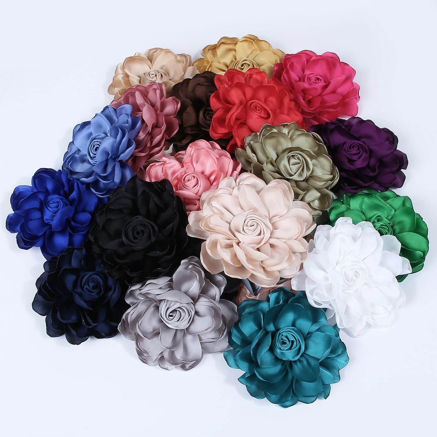 3 قطع من زهور الساتان المخبوزة تستخدم لإكسسوارات الشعر بنفسك ودبابيس الملابس وإكسسوارات الديكور #2