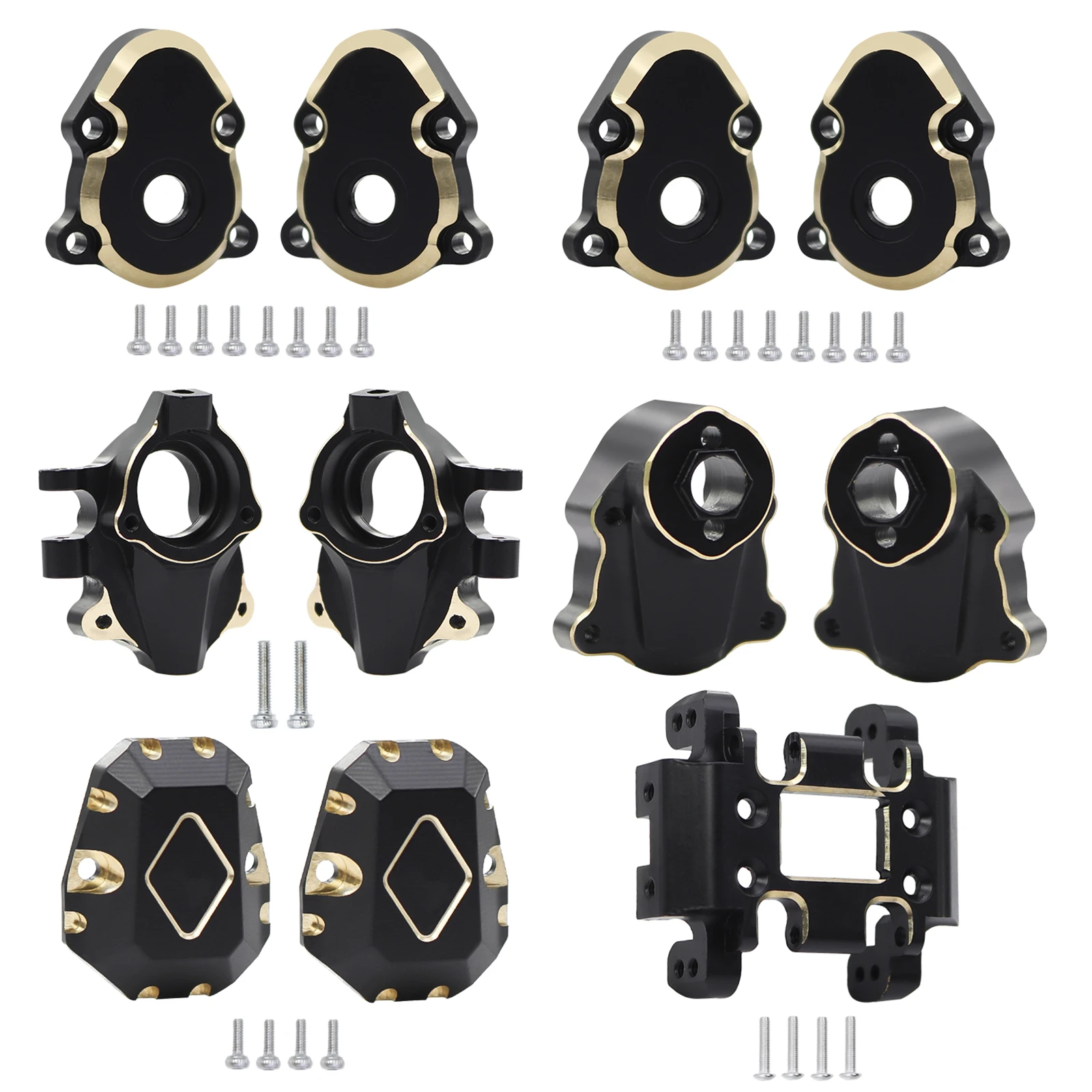 Brass Skid Plate, Steering Knuckle, Outer Portal Housing, Steering Link and Diff Cover for 1/18 RC Redcat Ascent-18 Upgrade