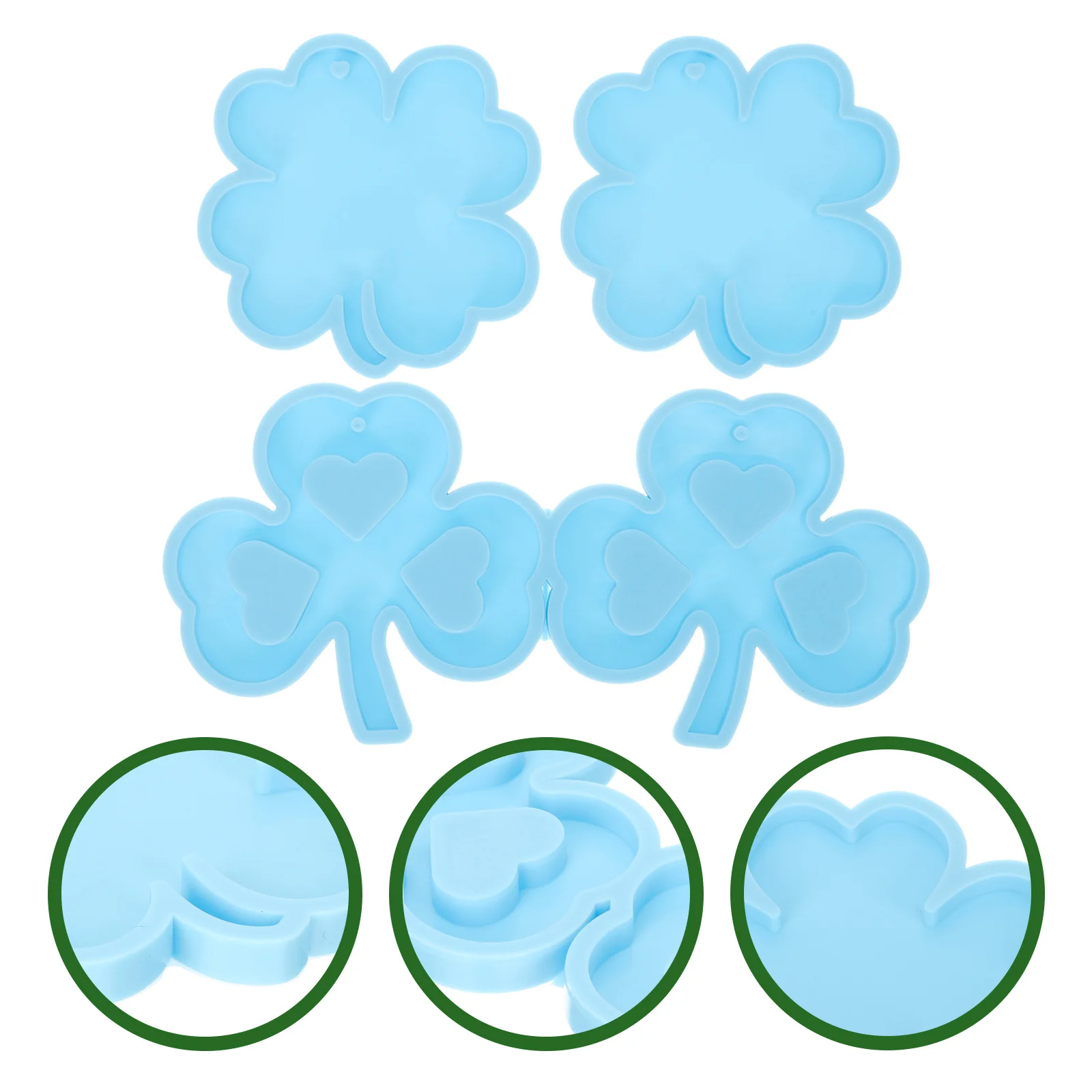 

3pcs Shamrock Silicone Mold Charm Keychain St Patrick Day Easy Clean Reusable Jewelry Epoxy Casting Resin Making DIY Gift