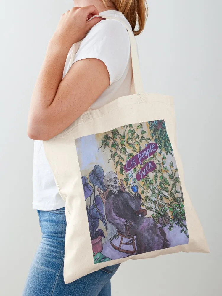 

Cis People Suck Tote Bag shopping trolley bag Canvas bag for women Lady hand ladies