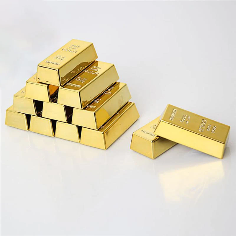 1/3/6Pcs Plastic Fake Gold Bullion Simulated Golden Brick Fake Glittering Gold Bar Paperweight Door Stop Movie Prop Novelty Gift