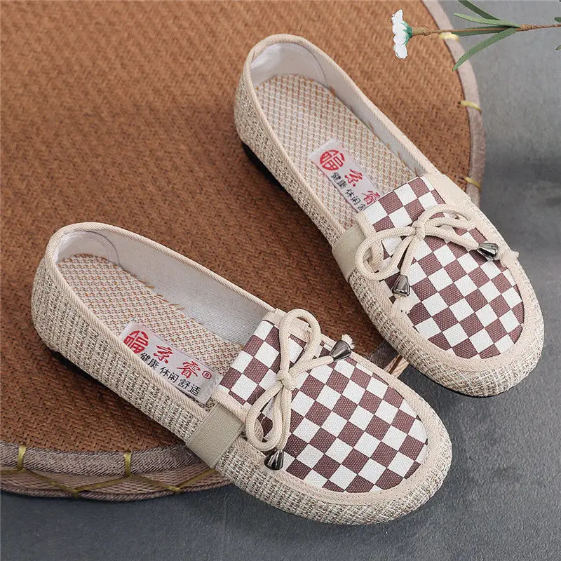 Płaskie płócienne obuwie damskie dla kobiet Loafers Slip On Chic Point Hot And Low Price Urban Cotton Y2k Fashion Casual Offer 39