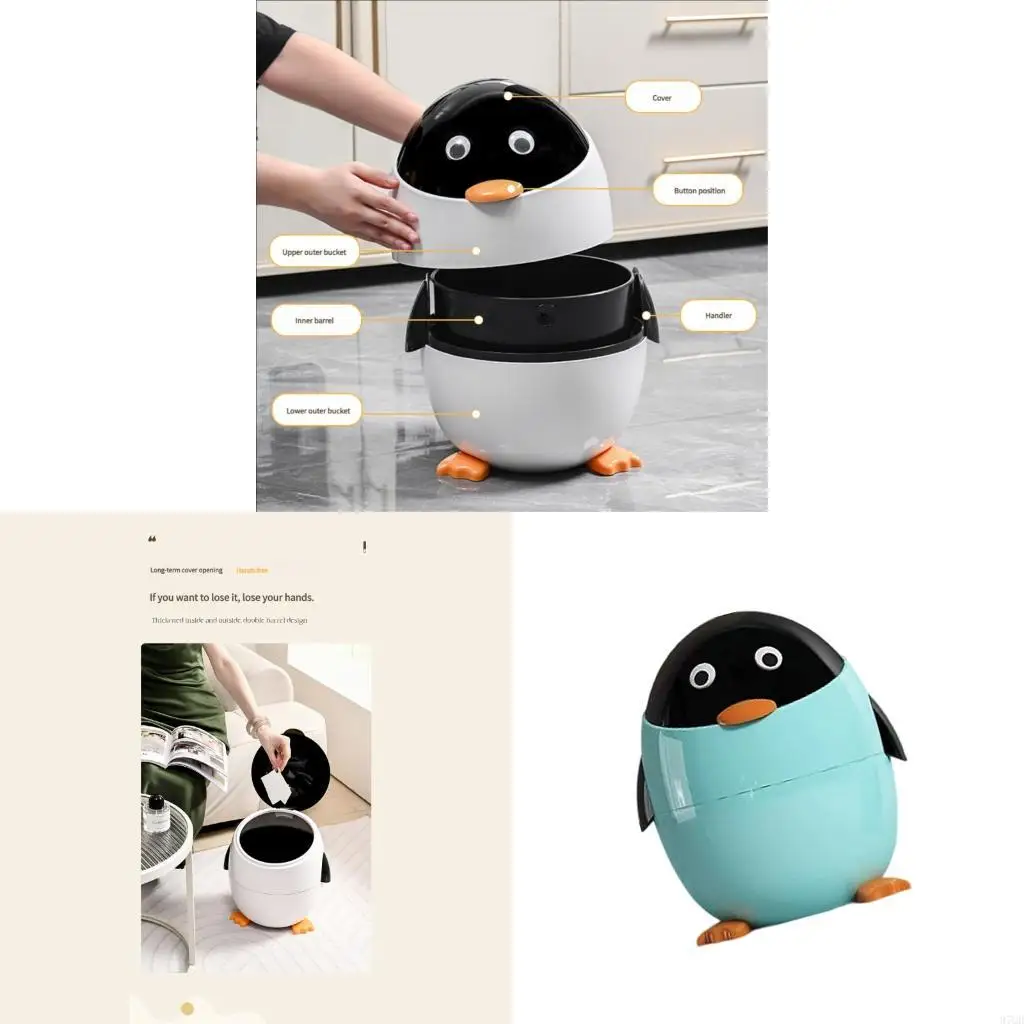 97QD Precios pingüinos Bin residuos fáciles limpieza fácil basura basura puede