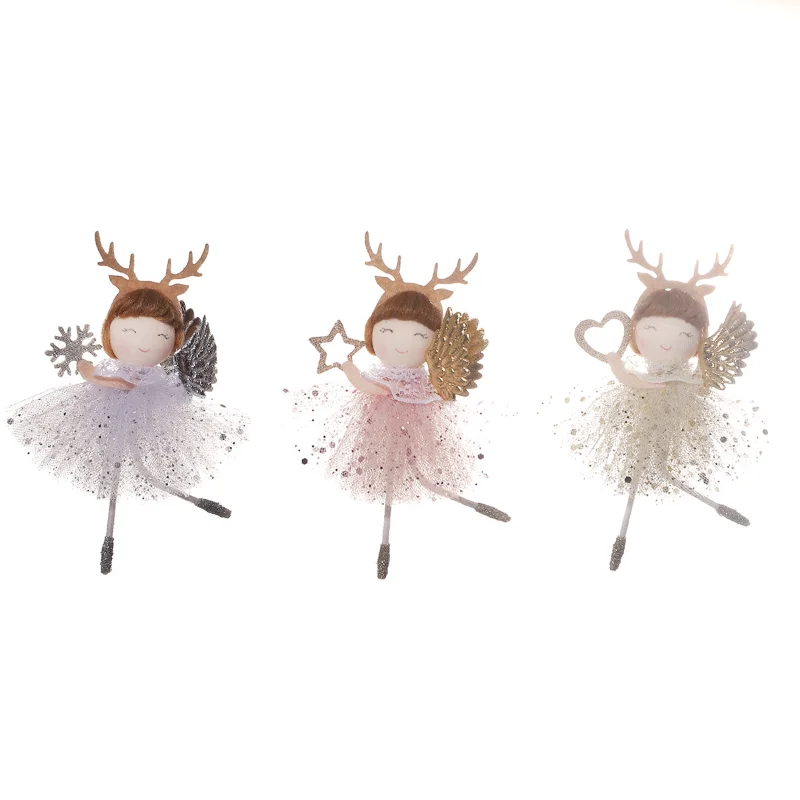 New Year 2024 Gift Plush Angel Doll Christmas Tree Hanging Ornaments Christmas Angel Doll Decoration for Home Noel Navidad