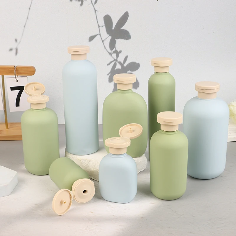 1PCS 100ML-500ML Avocado Green Plastic Shampoo Shower Gel Foaming Soap Dispensers Refillable Bottles Flip Lotion Bottles