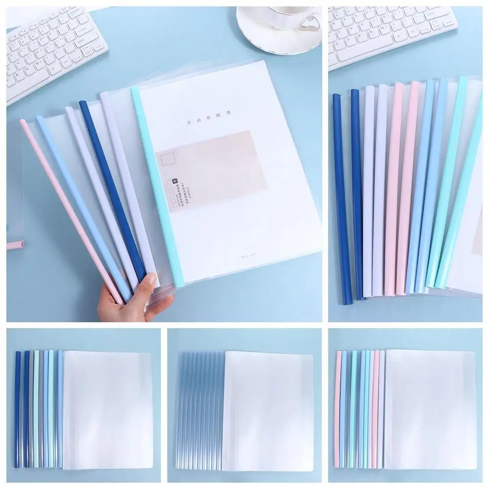 10pcs/set File Clip Holder A4 File Folder Clamp Note Organizer Scrapbooking Macaron Paper Folder Hand Account Transparent