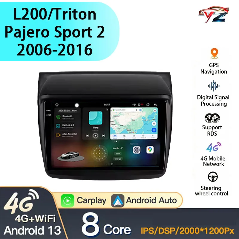 For Mitsubishi Pajero Sport 2 2008 - 2016 L200 4  CarPlay Android Auto 2DIN Car headunit Autoradio Car Radio Multimedia Stereo