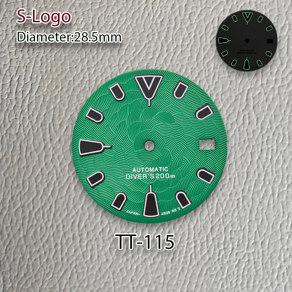 جديد 28.5 مللي متر S شعار غواص الأزرق الهاتفي صالح NH35/NH36/4R/7S حركة الأخضر مضيئة لوتس زهرة ساعة تعديل الملحقات