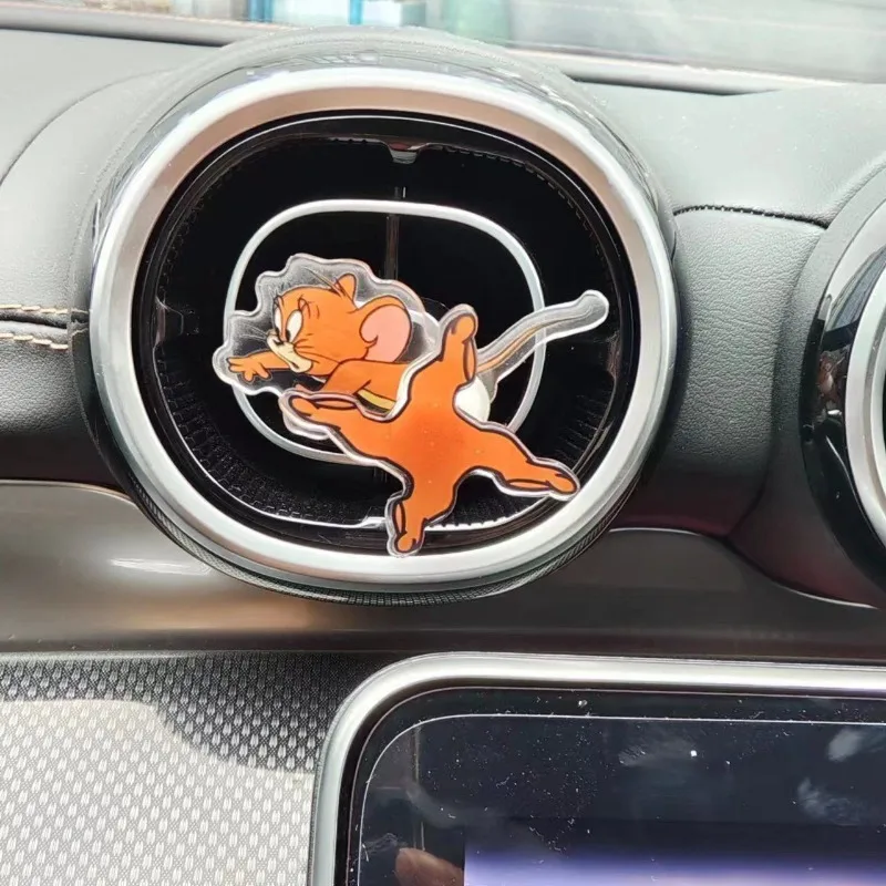Cartoon New Rotating Cat And Mouse Car Air Conditioner Air Outlet Interior Decoration Accessories Ornaments Toys for Kids