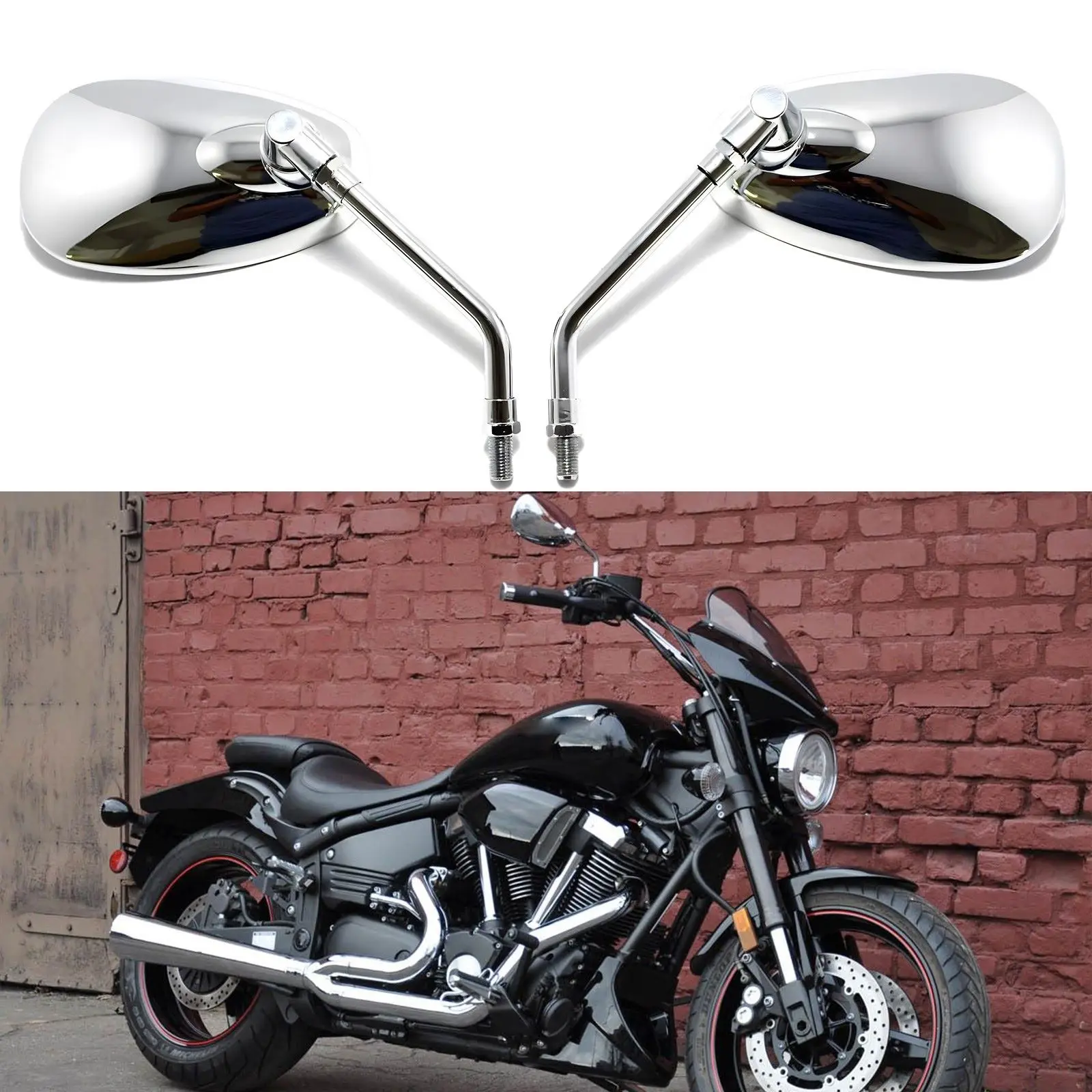 

Пара боковых зеркал мотоцикла, хромированные овальные для Yamaha VMAX 1700 1200 Virago 250, новинка