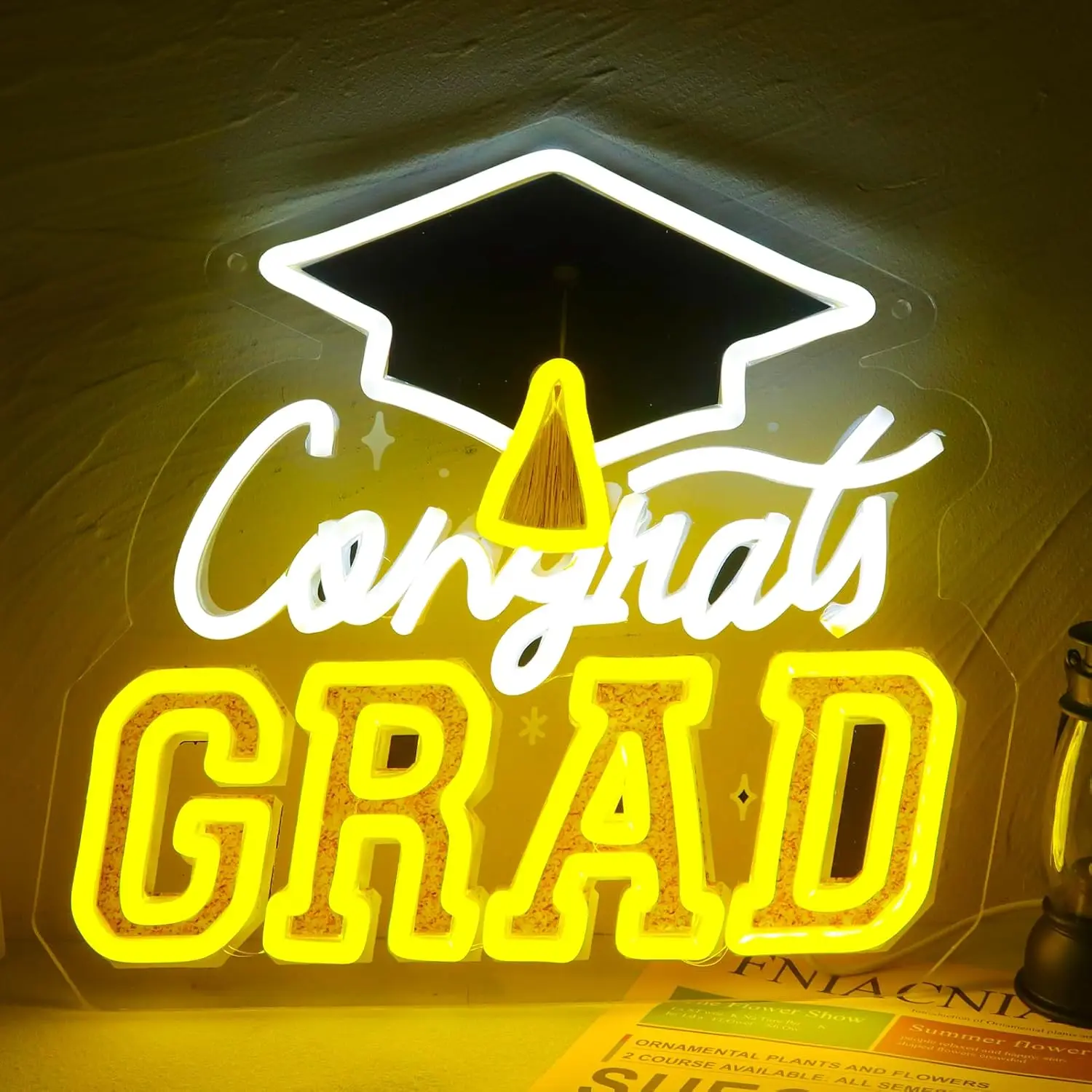 Congrats Grad Neon Sign USB Powered LED Neon Sign for Grad Party College High School Graduation Dance Party Backdrop Decoration