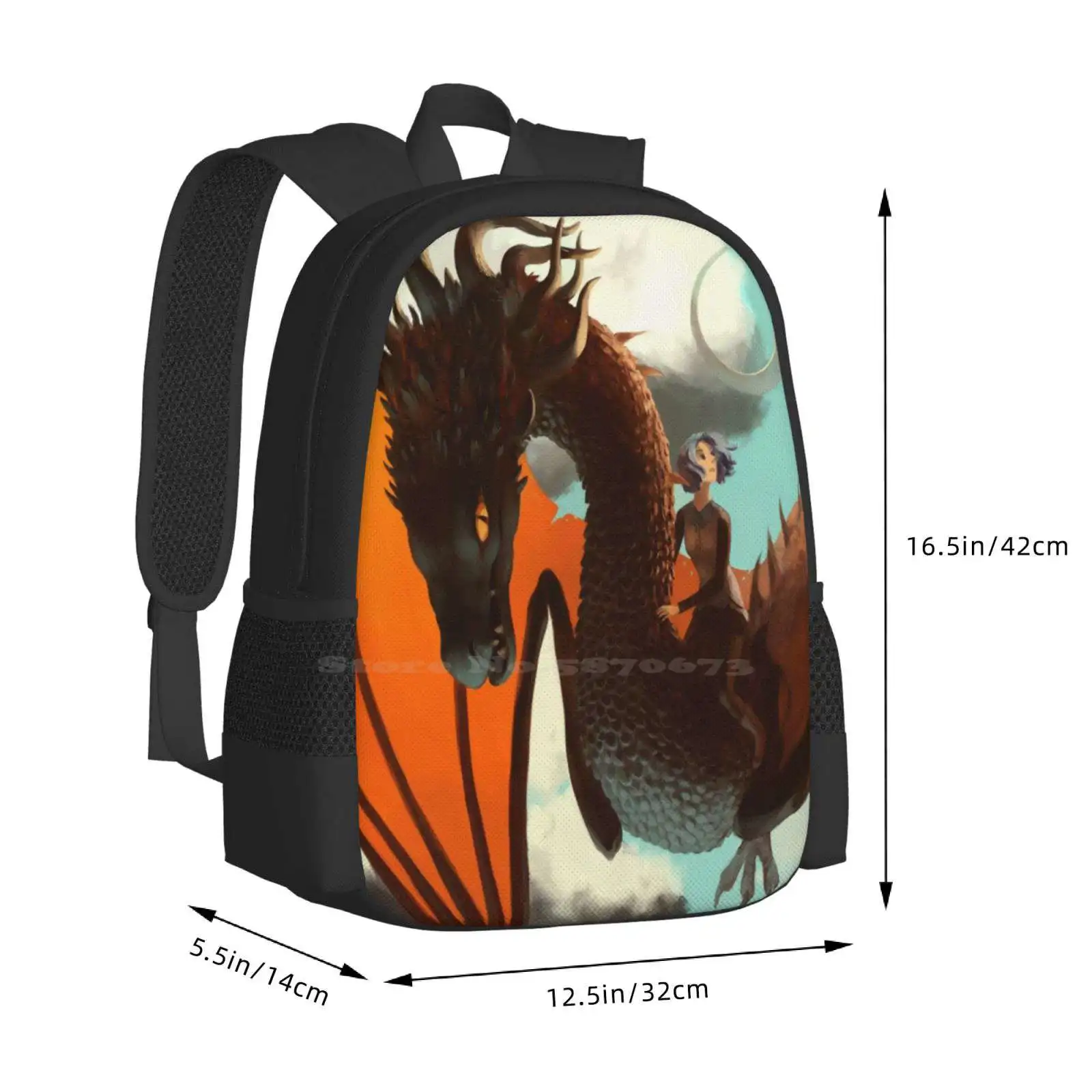 Mochila de Escape para mujer, bolsos de moda, Dragon Wyvern Sky Girl, vuelo, nubes voladoras, Carbatine, gran oferta