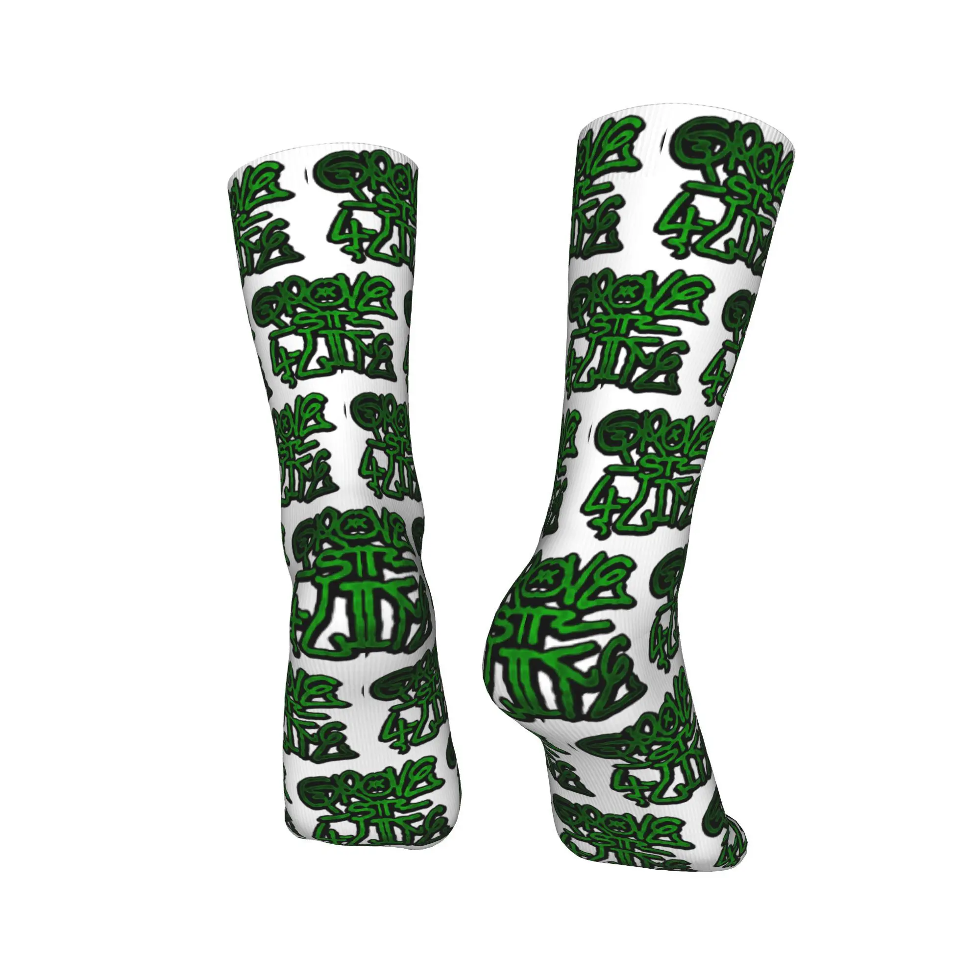 Harajuku Grove 4 Life GTA San Andreas Socks Harajuku جوارب ممتصة للعرق جوارب رياضية متوسطة جوارب أنبوبية هدية عيد ميلاد ناعمة