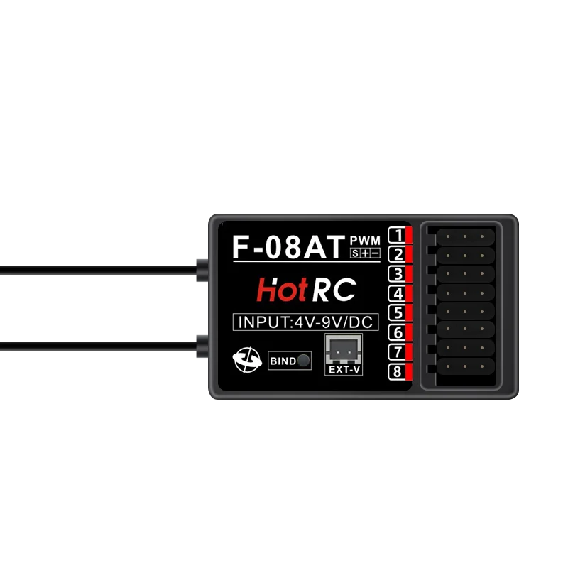 HotRC 4/6/8CH 2.4G Gyro Receive  F-04AT F-06AT F-08AT F-01A F-01AT Voltage Return PWM Lamp Control for RC Car Aircraft Tank Boat