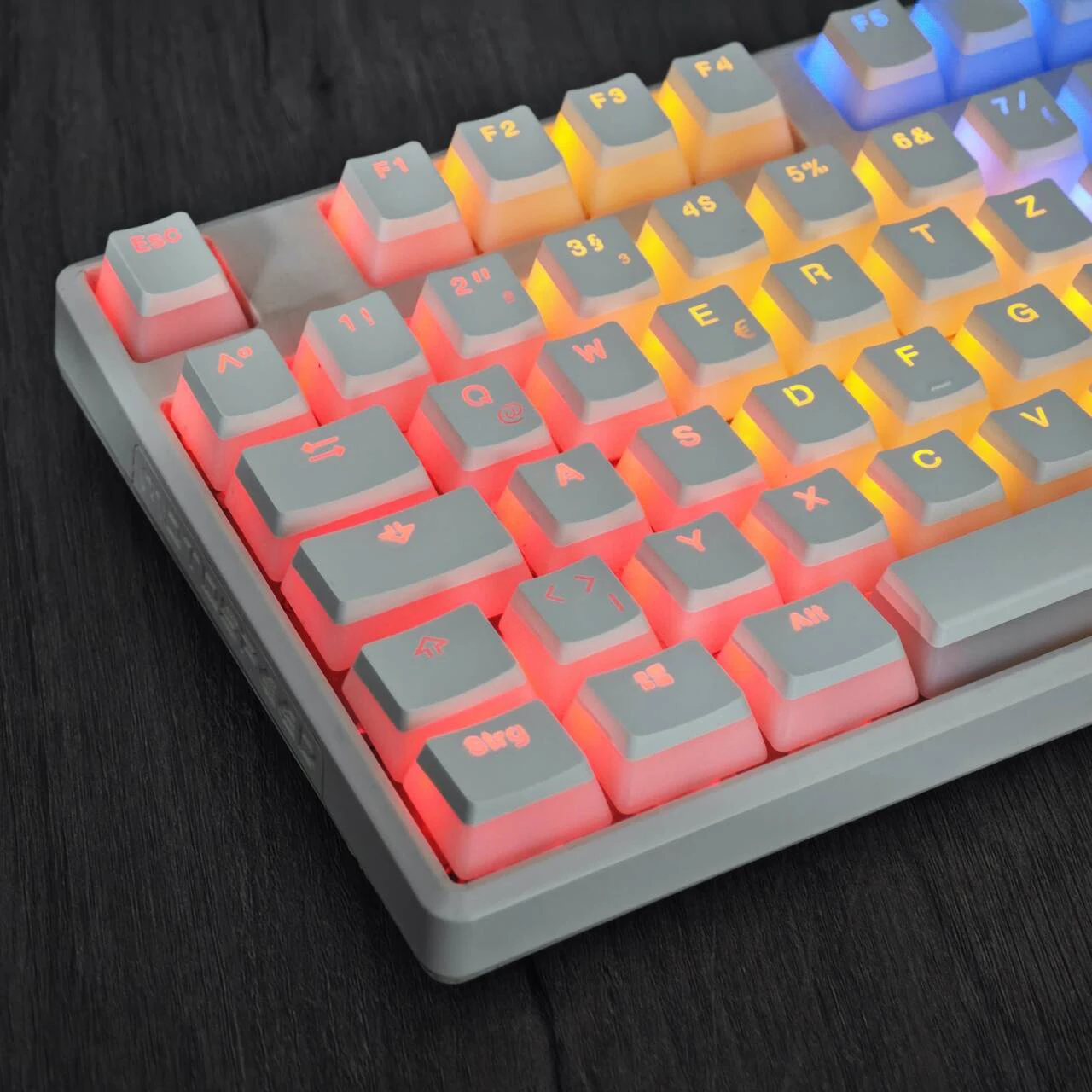 YMDK biały czarny budyń niemiecki ISO QWERTZ Double Shot PBT połysk przez profil OEM do przełączników MX klawiatura mechaniczna — zdjęcie produktu 2