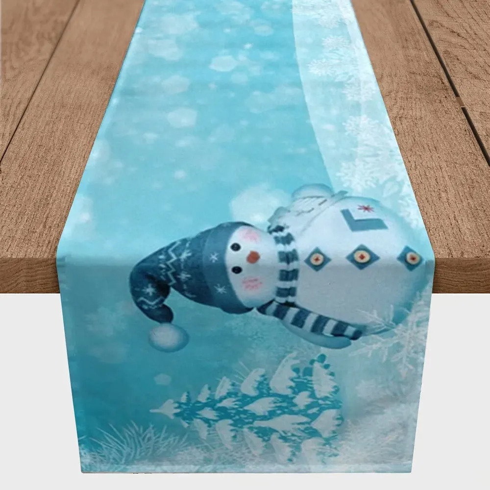 Linen Table Runner Vintage Red Pickup Truck Carrying Christmas Tree Off White Plaid  Holiday Styling