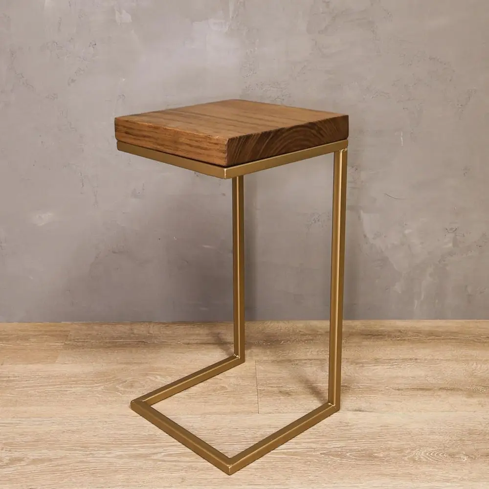 Rustic Side Table or Living Room Couch Tray, Nightstand or Bedroom, End Table, Made in USA from Solid Pine Wood and Strong Metal