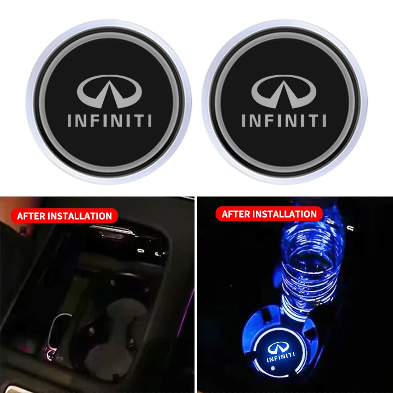 

Colorful Universal LED Car Cup Holder RGB Light Mat Pad For Infiniti q30 q50 g35 g37 fx35 fx37 qx70 ESQ QX50 QX70 EX Accessories