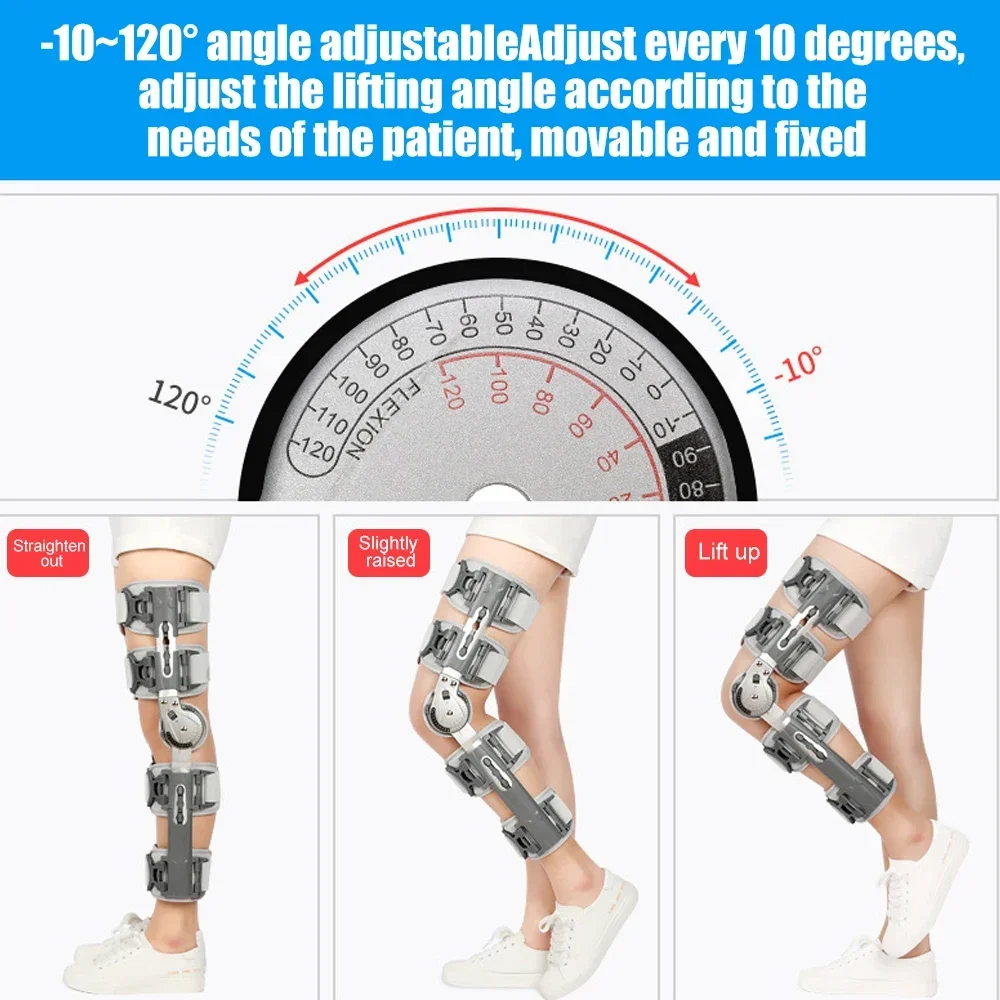 Customizable Hinged Knee Brace Set - Post-Surgery ROM Immobilizer & Stabilizer for Injury Recovery - Adjustable Orthopedic