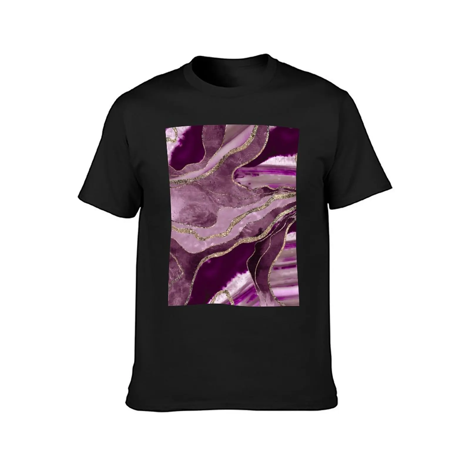 Mauve Pink Marble Agate Gold Glitter Glam #1 (Faux Glitter) #decor #art T-Shirt tops cute tops customizeds mens workout shirts