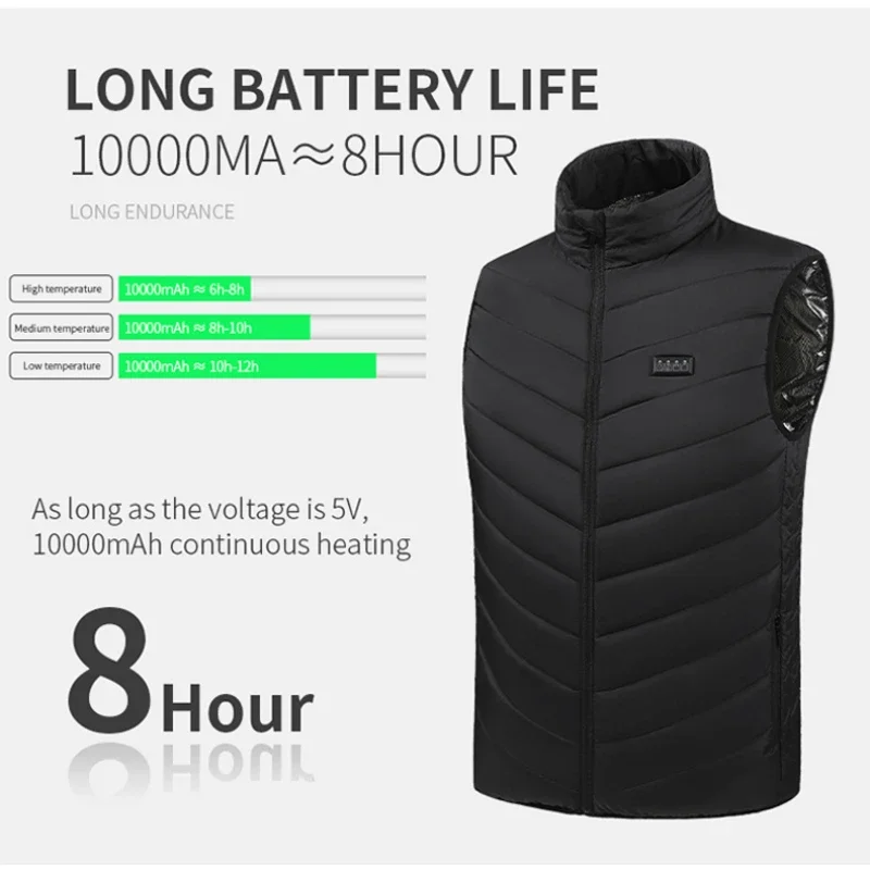 21 Areas Electric Heated Vest Jackets Men's Sportswear Usb Heating Coats Outdoor Ski Activities Lightweight Comfy Padded Vest