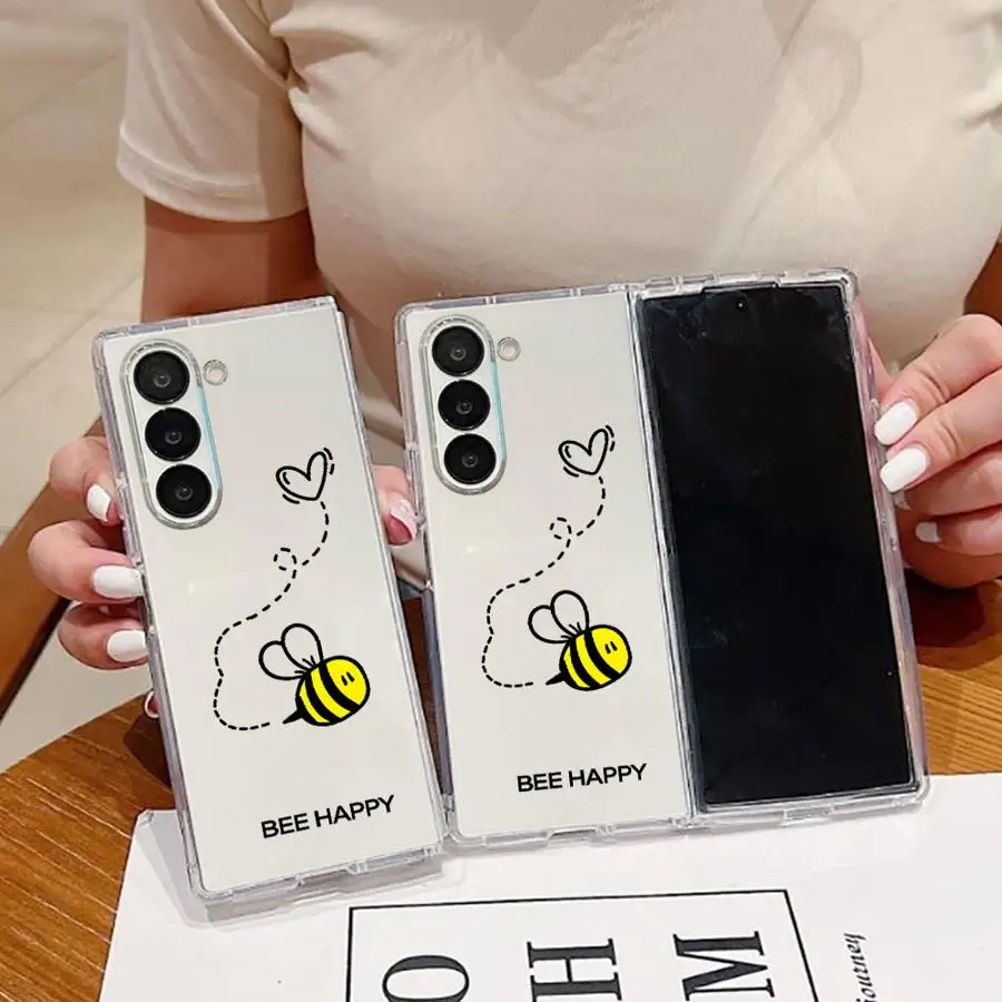 Tiny Bee Heart Phone Funda Case for Samsung Galaxy Z Fold 8 Ultra ZFold7 ZFold5 ZFold6 Z Fold 7 6 5 4 3 ZFold3 ZFold4
