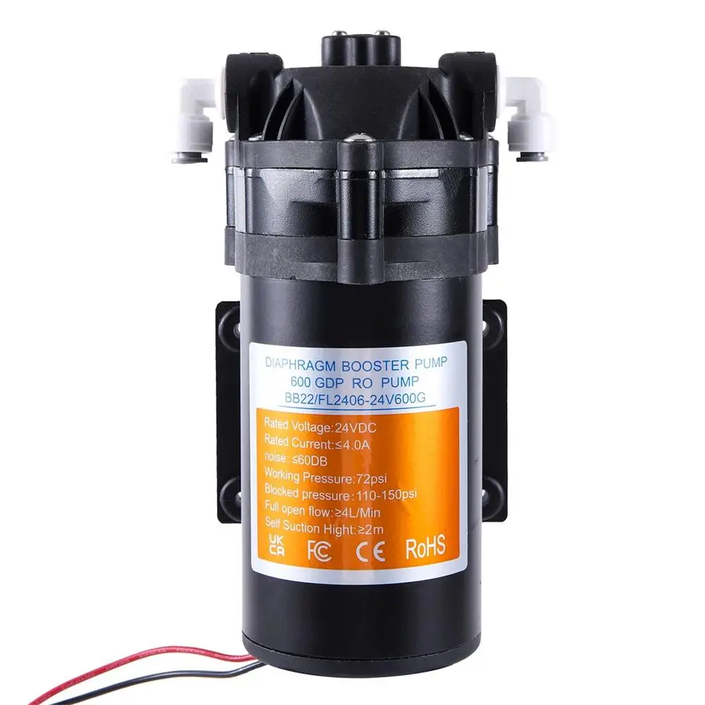 

Насос диафрагменный 24В DC, малошумный, для систем туманообразования и очистки воды методом обратного осмоса, высота самовсасывания 2м