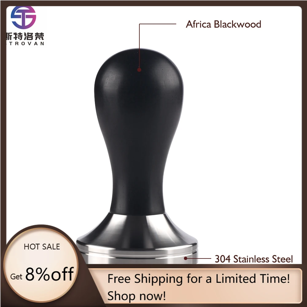 

STLF WJW High Quality Coffee Tools 304 Stainless Steel Coffee Tamper Base Blackwood Handle Espresso Portafilter Coffee Tamper