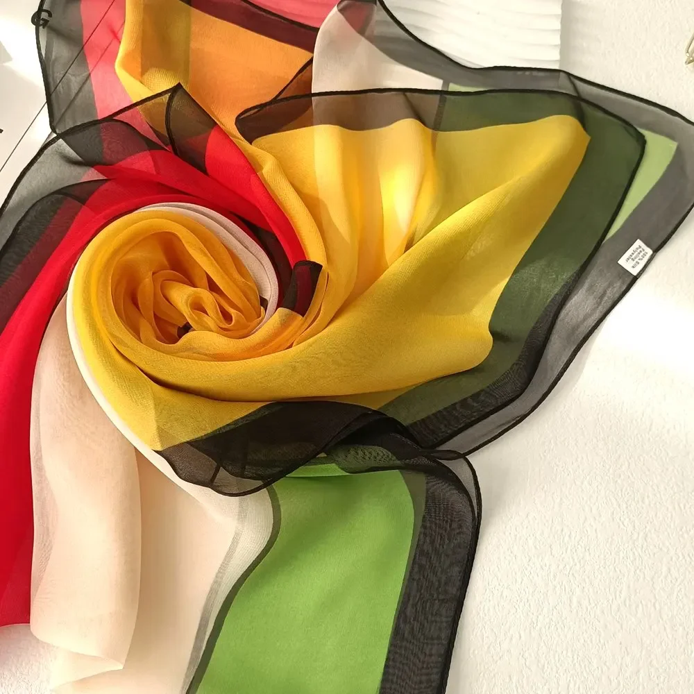 160*50cm 롱 랩 비치 선스크린 스카프 실키 조젯 얇고 부드러운 쉬폰 여성용 그라데이션 프린팅 스카프 숄 히잡