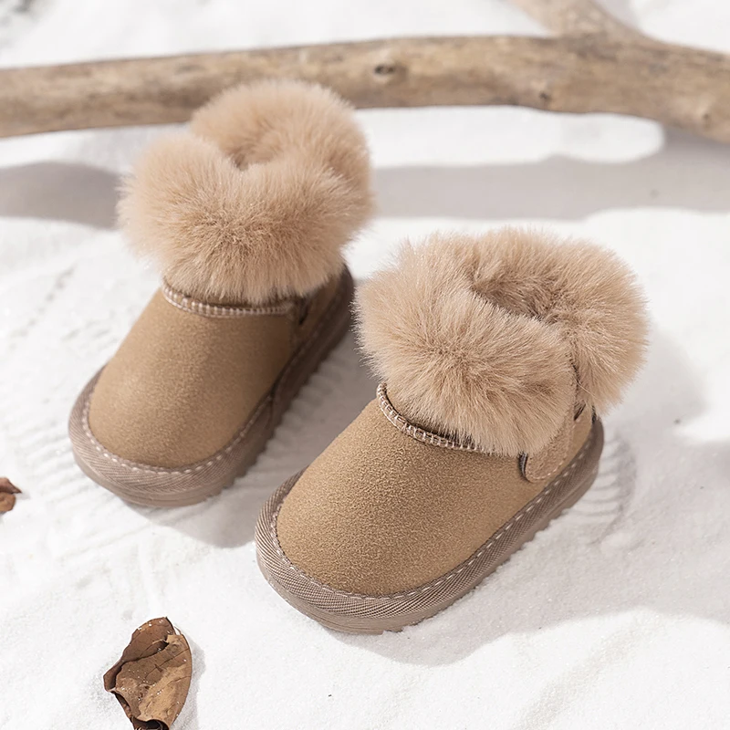 Toddlers Fur Snow Boots Infant Baby Winter Warm Soft Plush Booties Boys Girls Classic Brand Design Slip-on Furry Botas