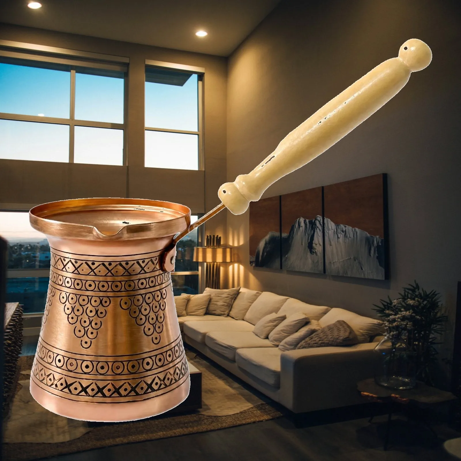 

Turkish Coffee Maker Durable Aluminum Wood Elegance Coffee and Tea Tools for Serving Hot Beverages