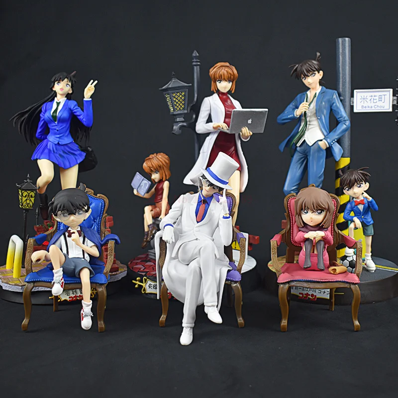 Hot Anime Detective Conan Kudou Shinichi Mouri Ran Haibara Ai Pvc Figure Doll Collection Display Toy Model Gift