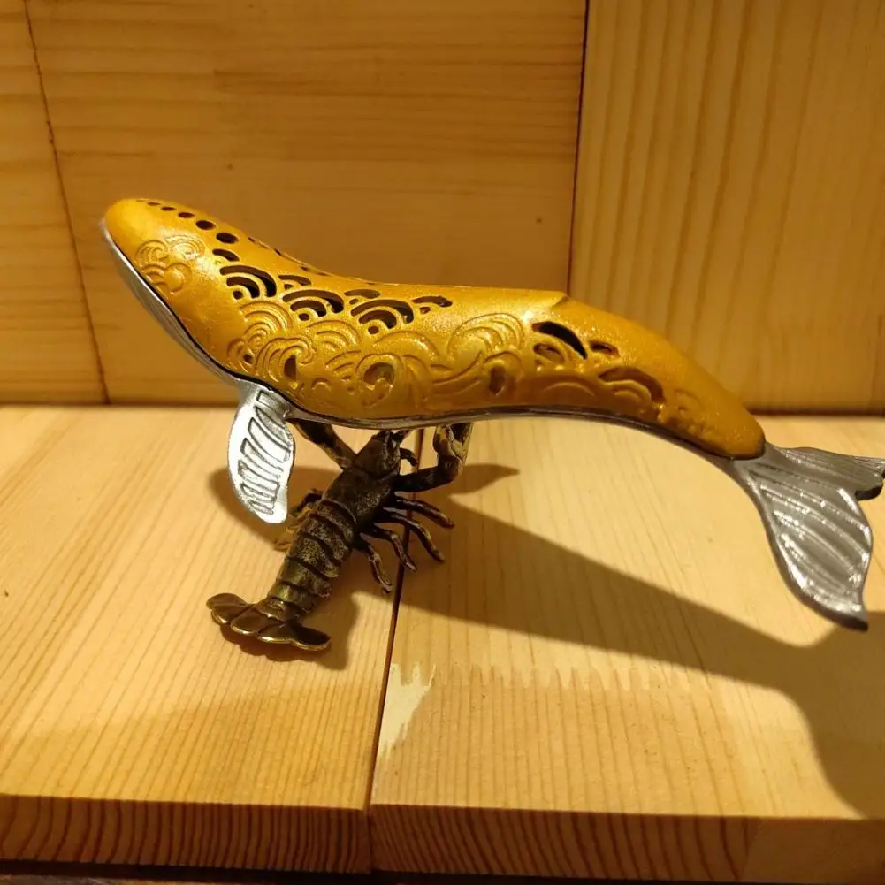 Desktop Pen Organizer Vintage Brass Lobster Pen Holder Figurine Office Decor Craft Art Collection