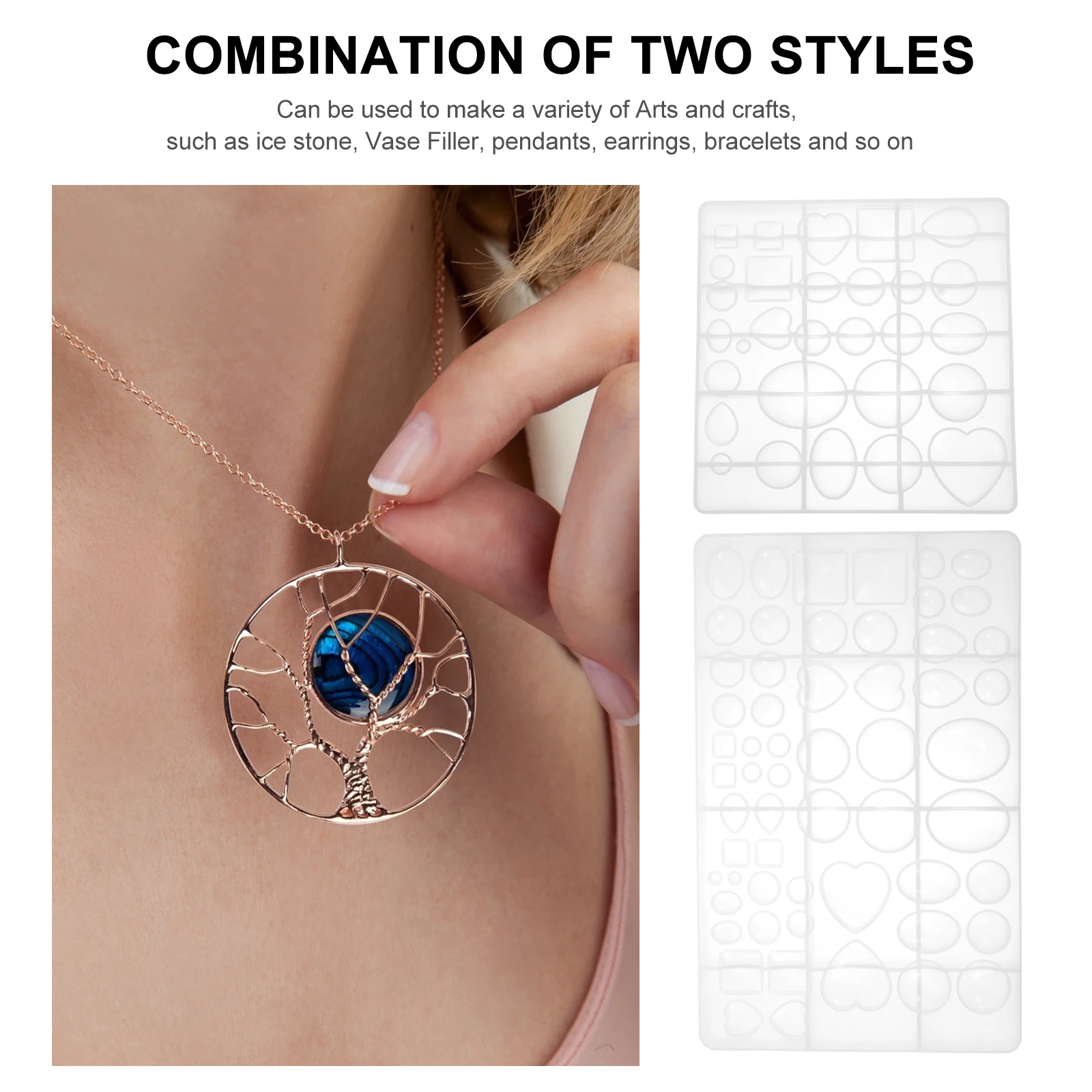 

2pcs Gemstone Mold DIY Cabochons Clay Jewelry Silicone Pendant Charm Resin Casting Tools Flexible Crafts Accessories