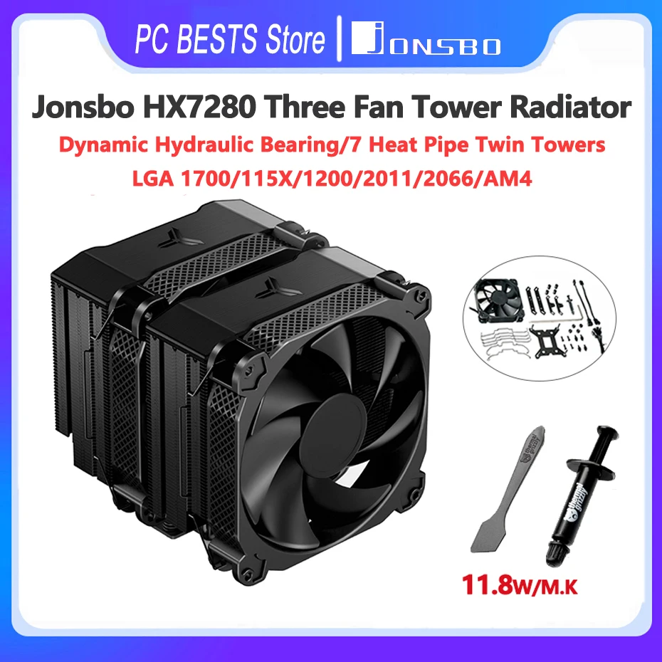 

Jonsbo HX7280 CPU Tower Radiator Air-cooled Tower Computer Desktop 7 Heat Pipe Cooling Fan Mute LGA 1700 115X 1200 2011 2066 AM4