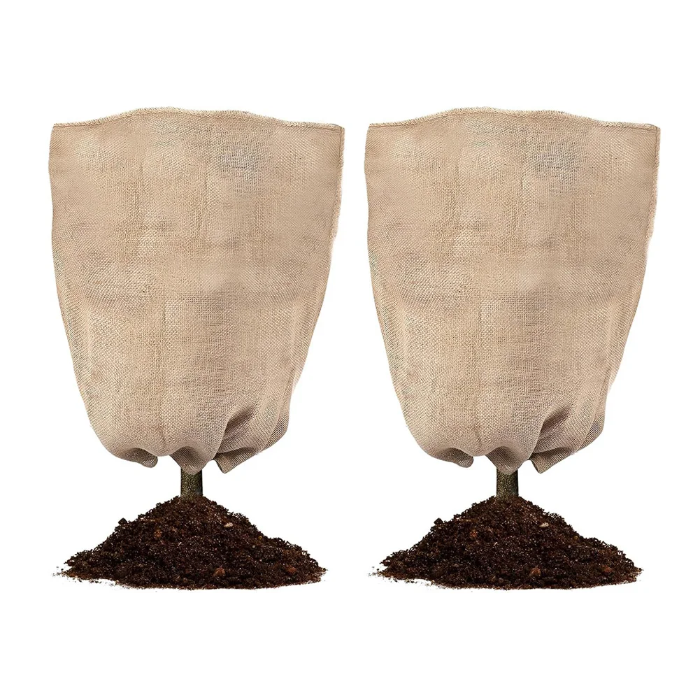 2pcs Plant Covers for Winter Frost Protection Linen Fabric Cold Weather Shield for Garden Plants and Fruit Trees