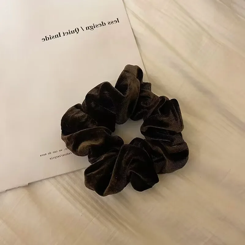 New Plush Soft Soild Color Scrunchie for Women Girls Vintage Elasticity Rubber Bands Ties Ponytail Hair Bands Headwear