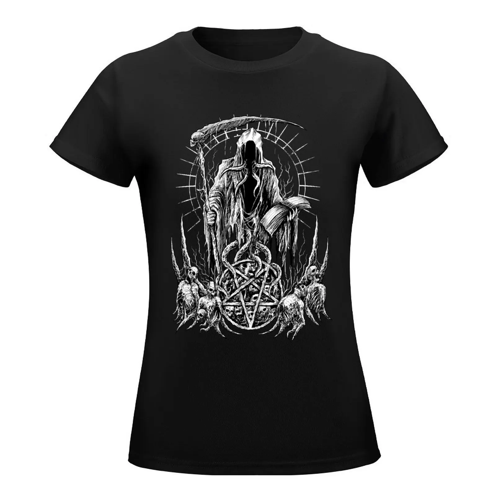 Demonic Grim Reaper T-Shirt vintage cute tops quick drying Women t shirt