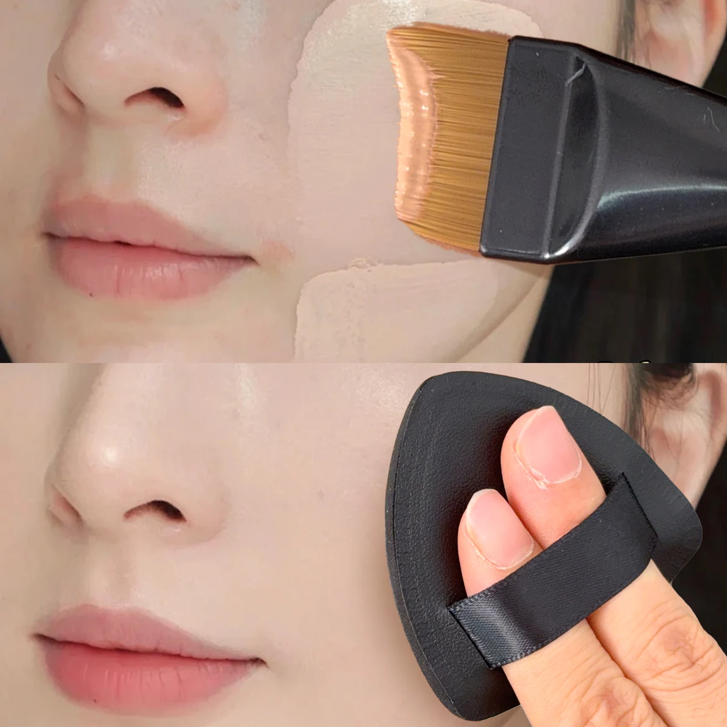 3 pçs/set fundação escova puff e paleta kit versátil rosto contorno escova cosméticos puff com espátula ferramentas de maquiagem para mulher