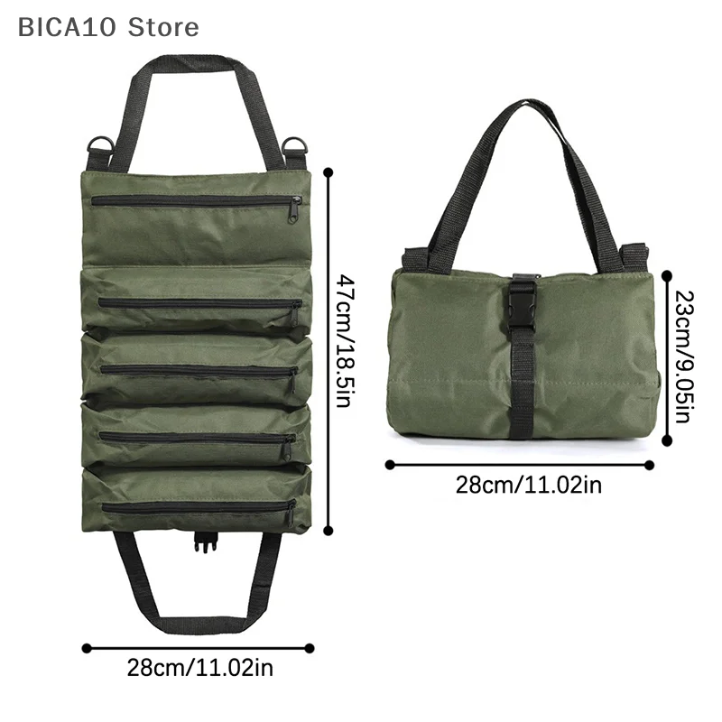 Tool Roll Up Pouch, Tool Roll, Heavt Duty Tool Organizer Portable Tool Storage Bags Waterproof Oxford Cloth-Zipper Pouch For Men