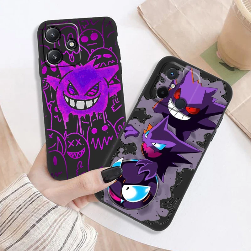 Cartoon Gengar Pokemon For Xiaomi Redmi 12 12C 11 A1 Plus 10 10X 9T 9C 9C 8 7 6 4G 5G Silicone TPU Soft Black Phone Case Fundas