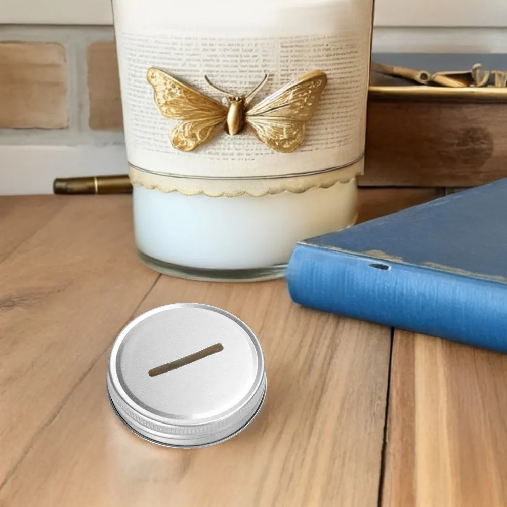8Pcs Metal Coin Slot Lid Multipurpose Mason Jar Covers Piggy Bank Bill Storage Change Container Sealing Lids Sealing Jar Lid
