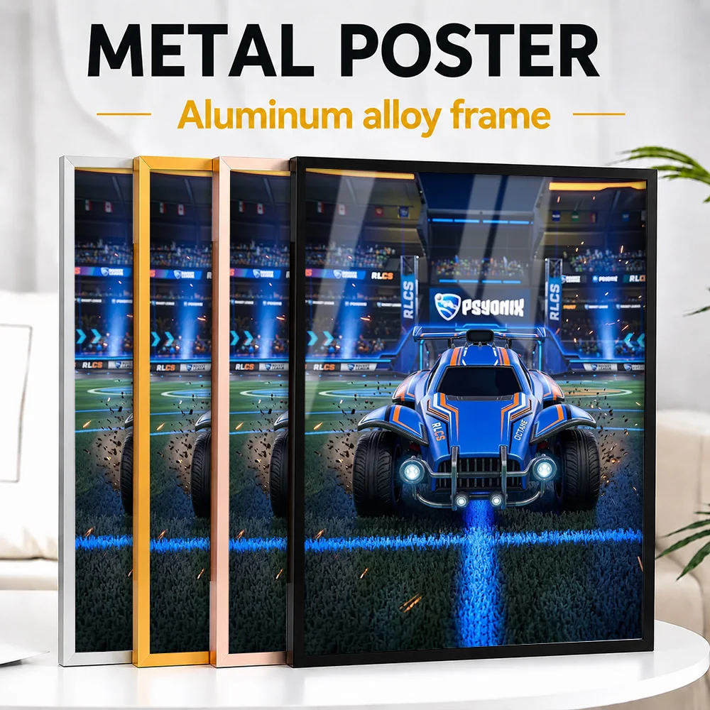Rocket League Octane Car Metal Poster With Aluminum Alloy Frame Customized Studio Graphic Wall Art For Bedroom Or Gaming Lounge