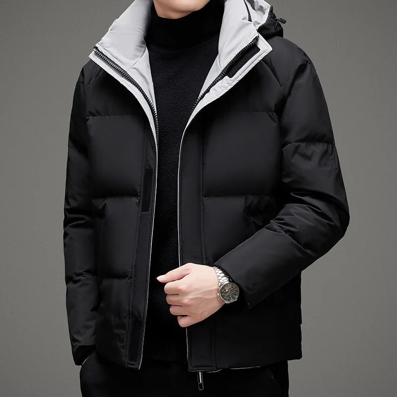 Men's winter new hooded, thickened, fashionable, casual, and high-end down jacket for men's clothing