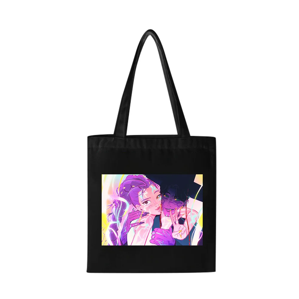 

Vintage KPop Demon Hunters Women Men Handbags Fashion Anime Portable Shopping Bags Funny KPop Demon Hunters Shoulder Bag