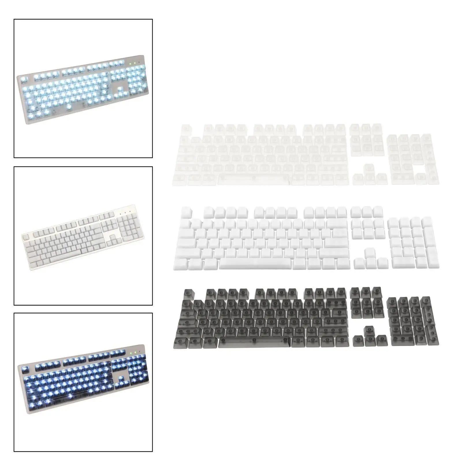 104- Fully Transparent Machinery High Toughness Clear Backlit RGB Keycap Set for /Clone Switches Replacement Game Lovers