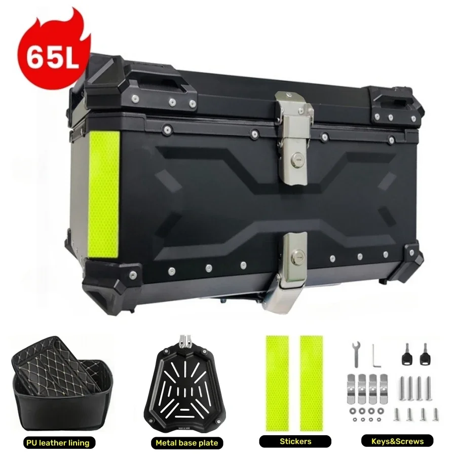 45/55/65L Motorfiets Kofferbak Staart Doos Aluminium Universele Top Box Achterbagage Case Waterdichte Motor Top Case helm Toolbox