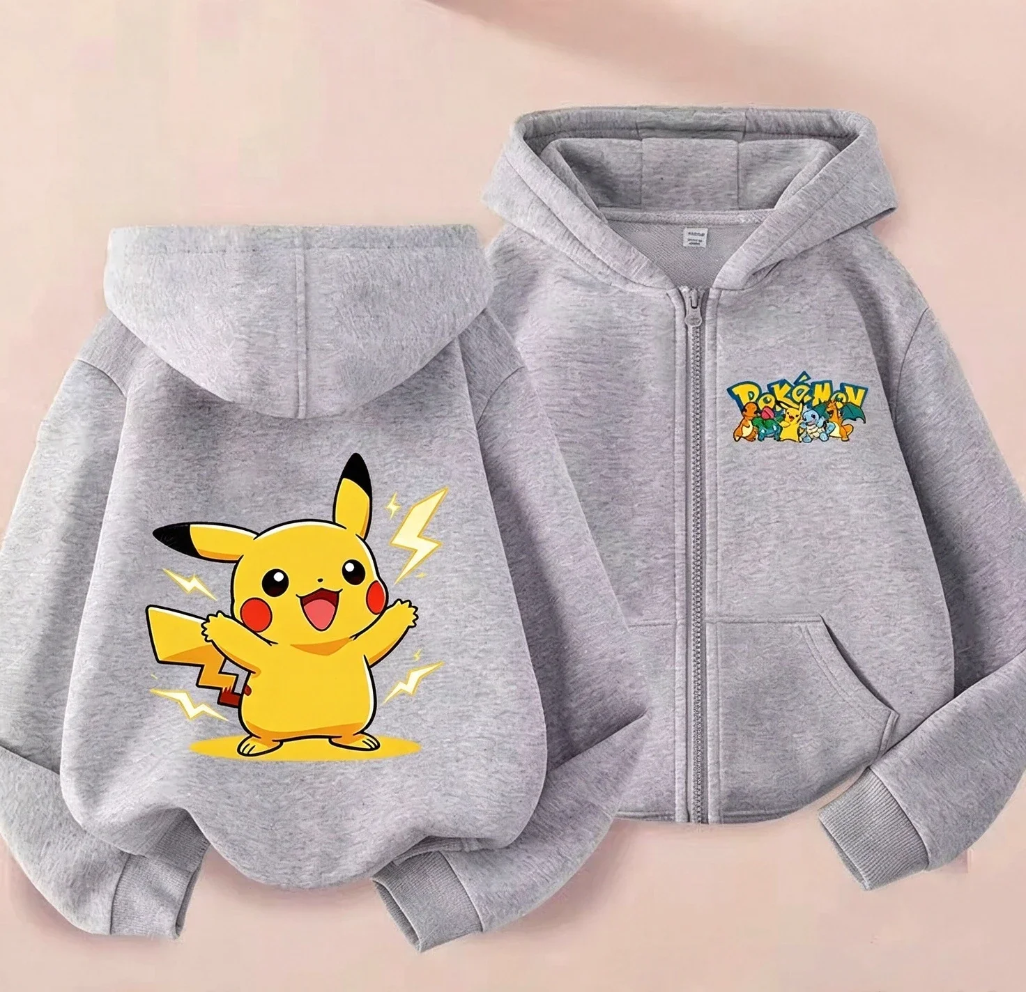 Pokémon Anime Zip-Up Hoodie Long Sleeve Spring/Fall Lightweight Sweatshirt Birthday Gift